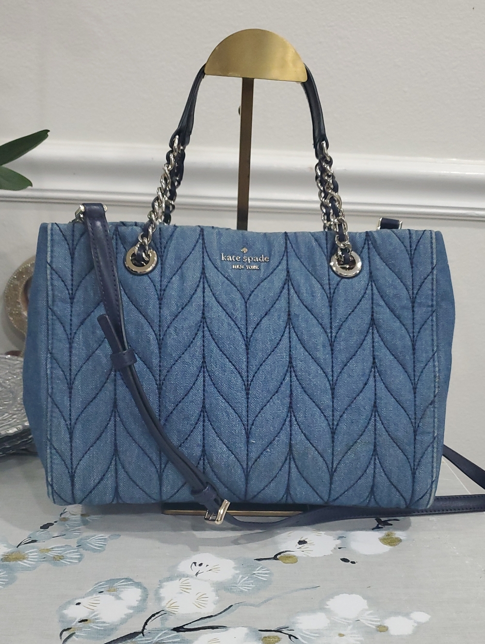 Kate Spade Briar Lane Quilted Denim Meena Satchel💙